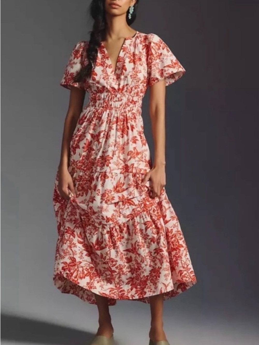 Anthropologie Somerset Dress - Red & White Floral